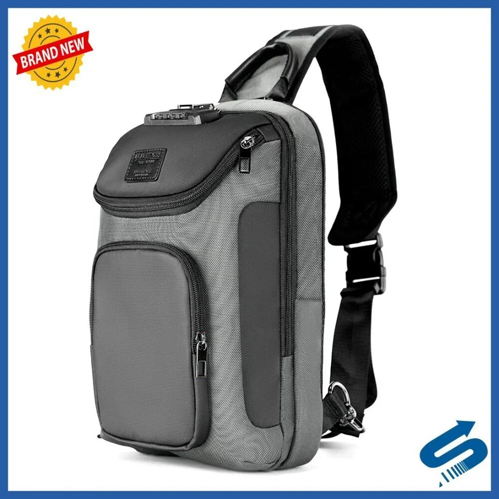 Anti-Theft Sling Bag with Lock, Waterproof Crossbody Backpack Fits 11 inch